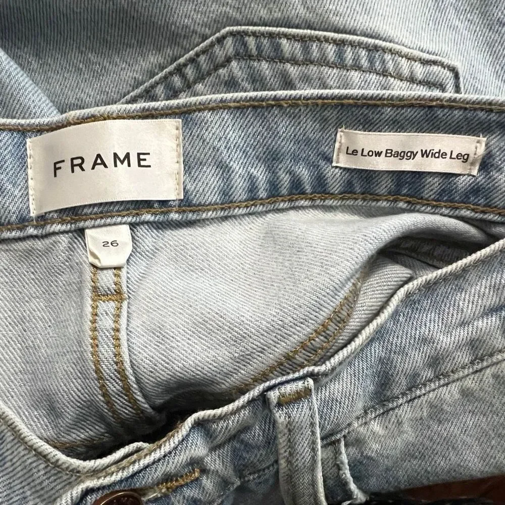 FRAME Le Low Baggy Wide Leg Jeans Light Wash Size 26 - Picture 6 of 7